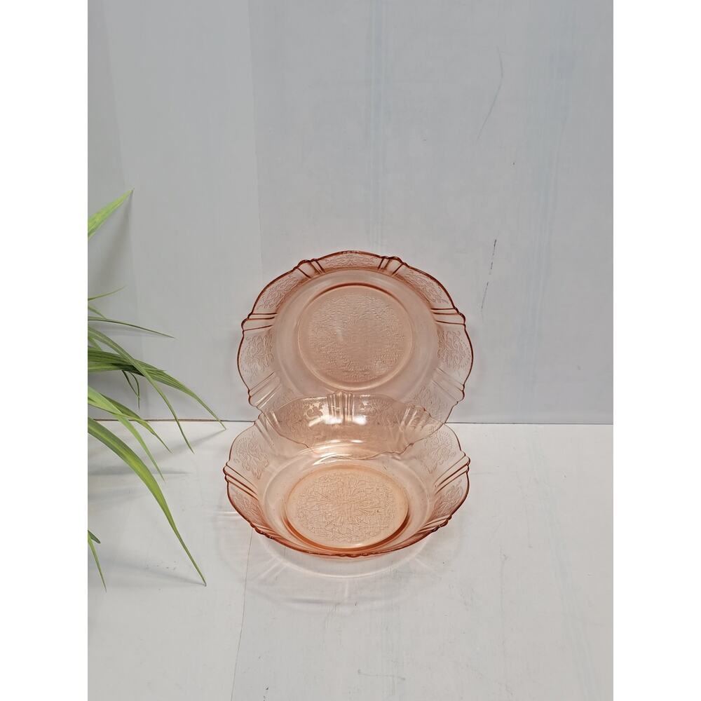 2 Vintage American Sweetheart Pink Cereal Bowls Depression Glass, MacBeth-Evans
